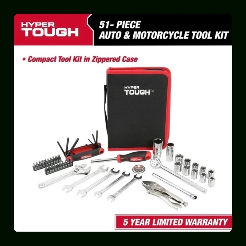 NEW Hyper Tough 51-Piece Auto and Motorcycle Mechanic's Tool Kit, Model 4376V
